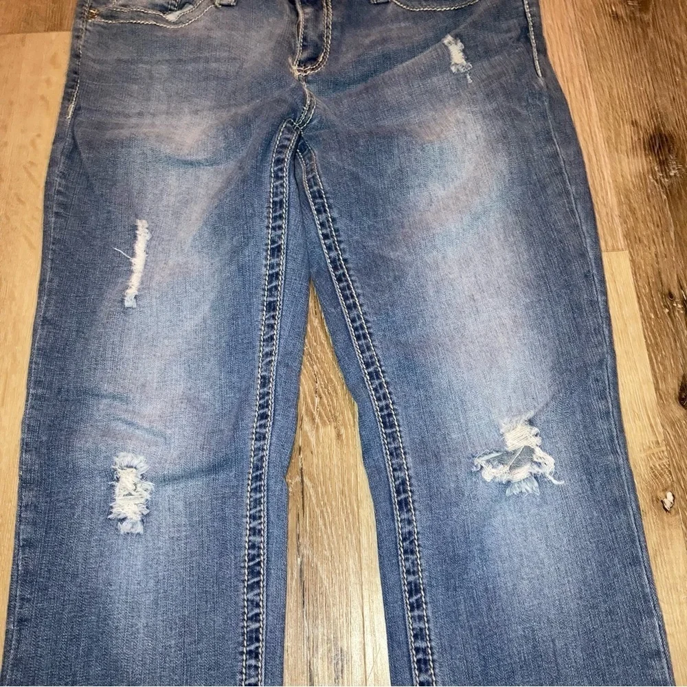 Women's Seven7 Est 1964 Distressed Blue Denim Slim Straight Jeans Size 31 | Y2K